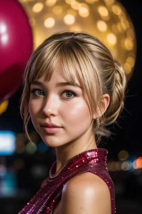 photo of (is4belm4y), a woman, award-winning photo, sfw, wearing Faux fur coat in a bold and vibrant color with a shaggy texture, (Posing as if holding a big balloon, A vibrant, neon-lit Dubai skyline at night), (sharpness:1.35), PA7_Portrait-CU, 70mm, f/8, appealing, attractive, amative, perfect realistic skintexture,, Style-DoF, (epiCPhoto), <lora:add_detail:0.6>, (Cinematic shot:1.4)