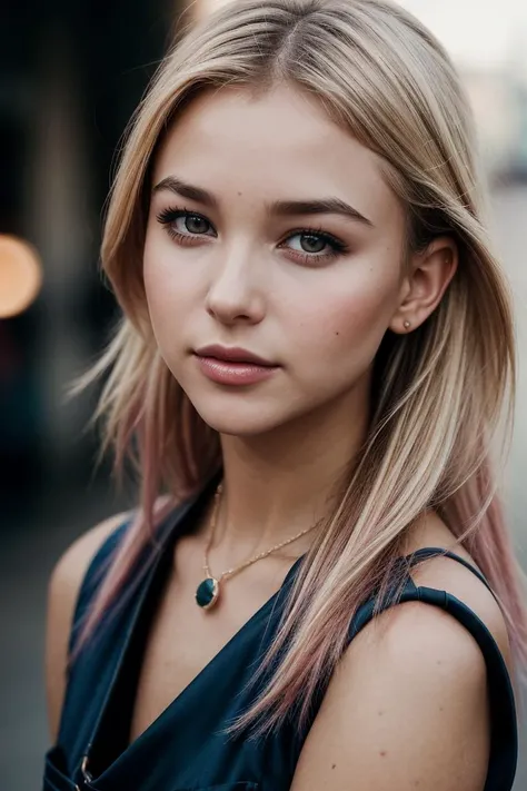 photo of (is4belm4y-135:0.99), a beautiful woman, perfect blonde hair, (modern photo, Dark Pink vest), 24mm, (analog, cinematic, film grain:1.3), (A bustling, colorful Indian bazaar:1.2), detailed eyes, (seductive pose), (epicPhoto), (looking at viewer), jewelry, (cinematic shot:1.3), PA7_Portrait-MCU