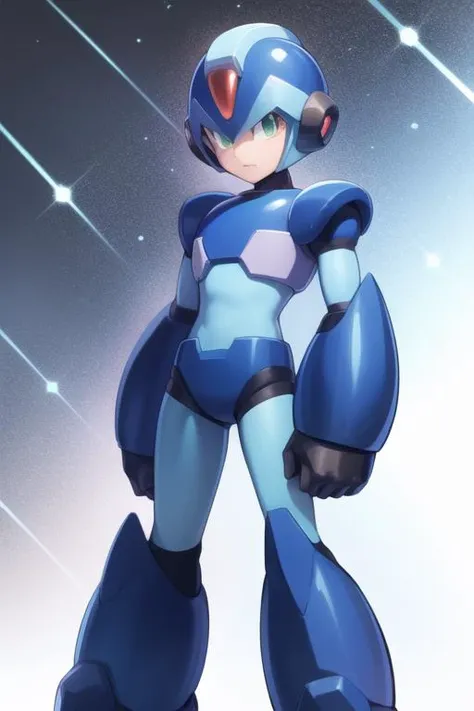 x_megamanx, solo, 1boy, male focus, helmet, android, green eyes, masterpiece, high quality, <lora:X_MegaMan_X_V-08:0.9>