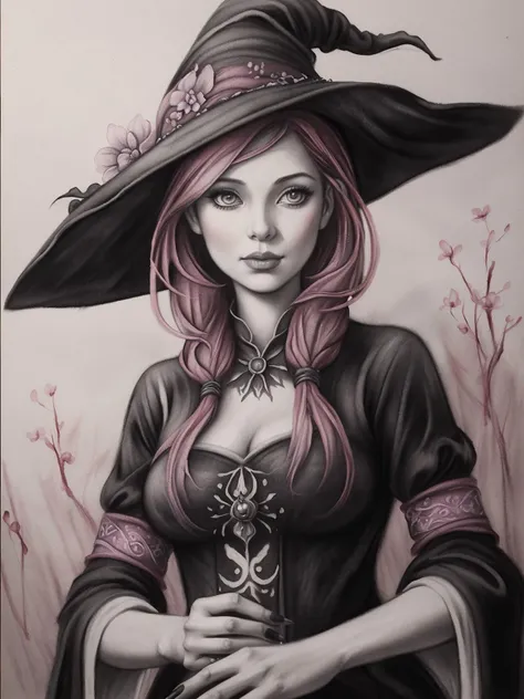 (colorscale), an enchanting witch, in a spell-casting pose, brings forth a spring festival in a once barren land <lora:PenciLora:0.7>, (artgirtstyle), (artgirtstyle2), (artgirtstyle3)