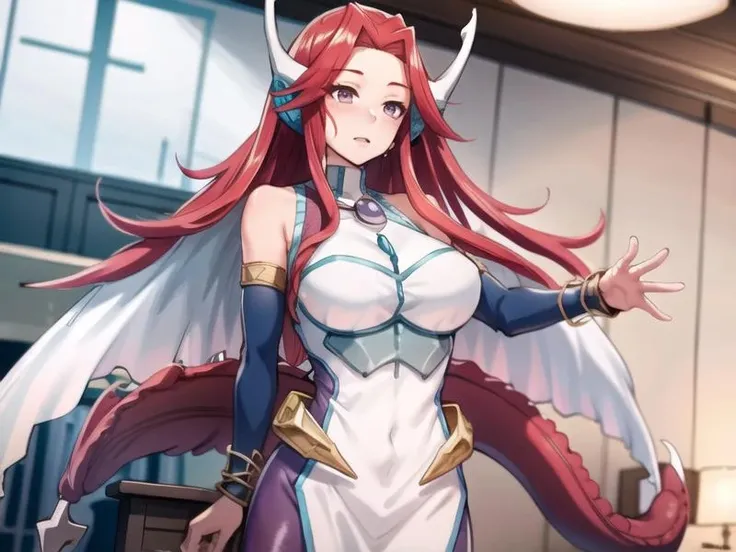(hyper extreme detailed:1.5), (masterpeace:1.2), (hyper extreme:1.2), (photorealistic:1.2), (CG:1.2), (llustration:1), (novel illustration:1), (game cg:1),(large filesize:1),(decensored:0),(contentious content:1),(nomal anatomy:1), (perfect anatomy:0), (good anatomy:1.0), (perfect body:0), (reproduced face:0),(solo,1girl:1.5),indoors,(pregnant,nomal navel:0),(pussy:0),(cum in pussy:0),(impregnation:0),(ahegao smile:0),(orgasm:0), (nipples,pussy,completely nude,nude:0),(spread legs:0),(standing:1),(sitting:0), <lora:Stardust_Trail_v1:0.9>Stardust_Trail,purple pantyhose, white dress,