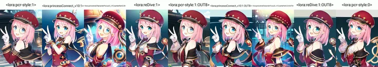 upper body, looking at viewer, from side
(1girl:1.2), bare_shoulders, blush, gloves, hat,looking_at_viewer, medium_hair, monocle, open_mouth, pink_hair, pink_headwear, ribbon, steampunk, white_gloves
school uniform, serafuku, wariza
peace sign,<lora:charlotte_v1:1:OUTALL><lora:charlotte_v1:0>
<lora:pcr-style:1>
<lora:pcr-style:0>, <lora:princessConnect_v10:0>, <lora:priconneCharacterFocus3_v1Counterfeit:0>, <lora:reDive:0>,