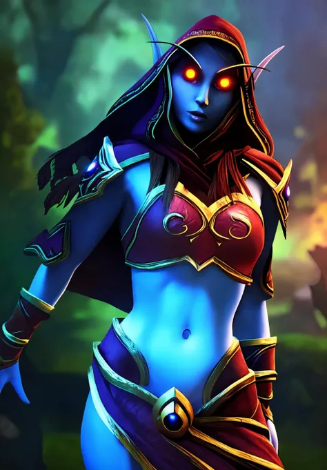 <lora:Blood_Elf:0.8>, Blood_Elf, 1girl, solo, portrait, navel, glowing eyes, (masterpiece, best quality,perfect lighting)