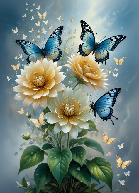 score_9, score_8_up, score_7_up, score_6_up,
microrealism,best quality, complex surreal painting, macro microworld hyperdetailed insanely detailed surreal beautiful girl dance play with mother-of-pearl tiny butterflies , floral dress, pastel color ,a world of great detail, Imaginative and dreamy, floral, fog, filigree, cinematic, big eyes 32k, by Rockwell, WLOP Ryniac, Craola, Disney, Luis Royo and Dorian Vallejo, highly detailed, intricated, intricated pose, high quality, centered, perfect composition, double-exposure effect. Ensure the image is in high resolution.by Galr Dfh <lora:detailed_notrigger:0.7> <lora:liquidpearlXL_r1:0.6> <lora:sss-000009:1>, elegant