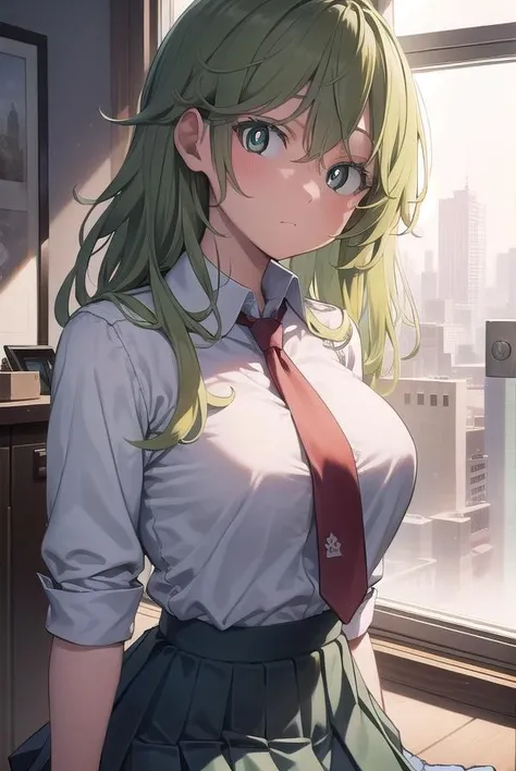 tooruhagakure, <lora:tooruhagakure-lora-nochekaiser:1>,
tooru hagakure, (green eyes:1.5), green hair, messy hair, multicolored hair, thick eyelashes, two-tone hair,
BREAK collared shirt, gloves, blue skirt, necktie, pleated skirt, red necktie, school uniform, shirt, skirt, u.a. school uniform, white shirt,
BREAK looking at viewer, full body,
BREAK indoors, classroom,
BREAK <lyco:GoodHands-beta2:1>, (masterpiece:1.2), best quality, high resolution, unity 8k wallpaper, (illustration:0.8), (beautiful detailed eyes:1.6), extremely detailed face, perfect lighting, extremely detailed CG, (perfect hands, perfect anatomy),