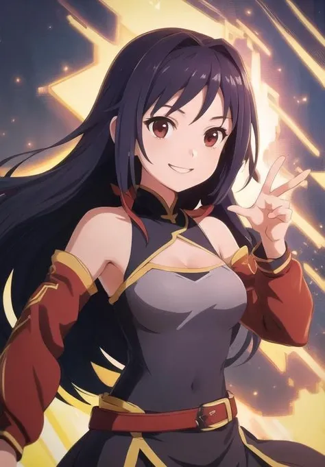 <lora:Konno_Yuuki:0.8>, Konno_Yuuki, smile, (acclaimed, alluring, captivating, exciting, gorgeous, striking:1.3), (highly detailed, high quality:1.3)