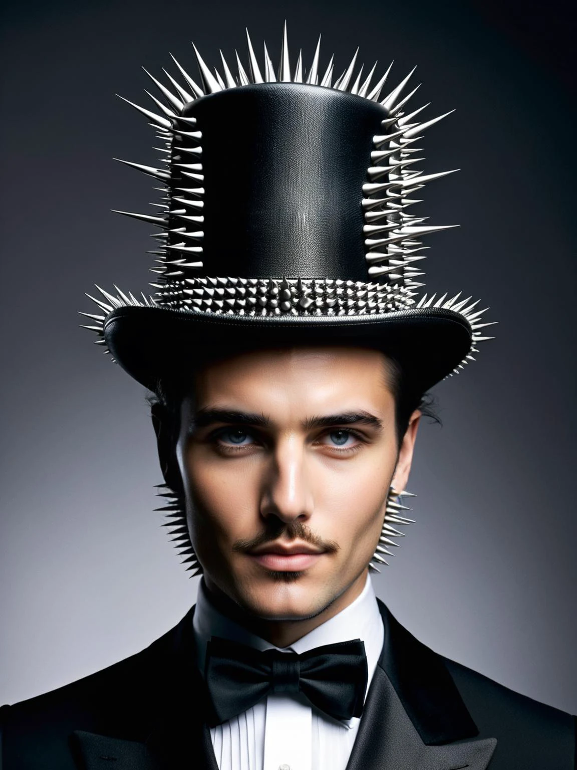 A gentleman's top hat with an unexpected twist of ral-spikes, causing a stir at a humorous hat competition where fashion meets function <lora:ral-spikes-sdxl:1> <lora:EnvyBetterHiresFixXL01:0:hr=1>
