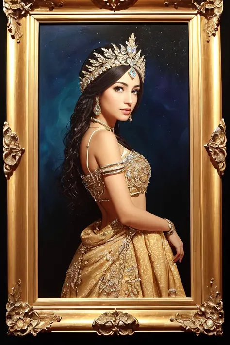 (best quality, masterpiece:1.2), 1 girl, adult (elven:0.7) woman, hazel eyes, chestnut layered hair, Style-GravityMagic, portrait, solo, upper body, looking away, detailed background, detailed face, (<lora:DecorationBundlev2:0.4>, GemstoneAI, gemstone theme:1.1) middle-eastern desert aristocrat, orange ottoman armor, expensive clothes, regal headdress, royal emblems, stoic expression, andalusian culture, in background, backlighting, fantasy atmosphere,