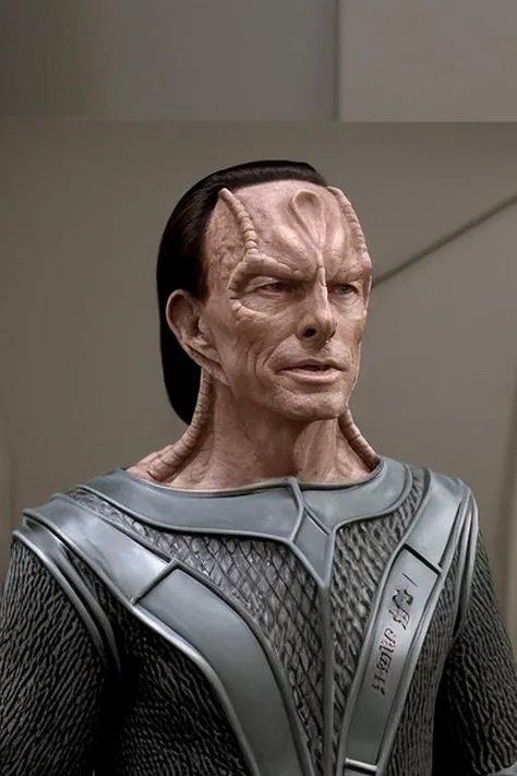 <lora:TAbbott:1> tabbott, <lora:cardassian_lora:0.7> cardassian, cardassian uniform, grey skin, reptile scales on sides of neck