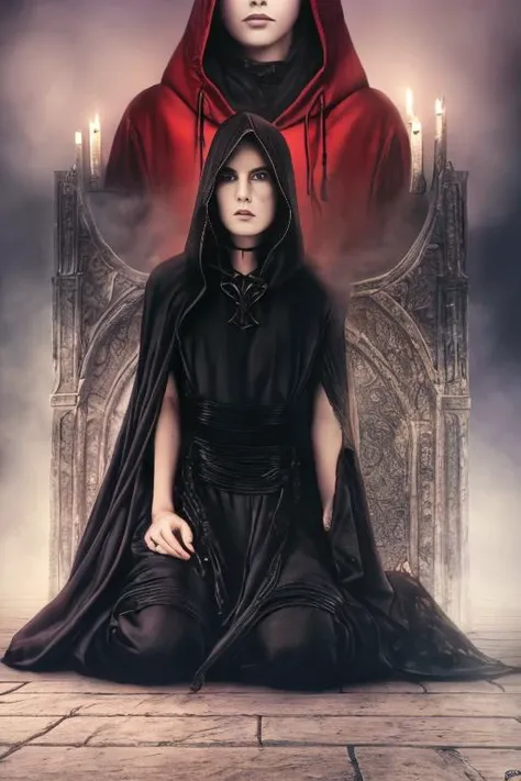 Masterwork Painting, Magnum Opus,
a woman sitting on the floor, aloof posture, unimpressed facial experession, pale skin, slender,
with a red hoodie on her head and a black mat with a red design on it, <lora:Luis_Royo_v1:0.5> Luis royo, red, a drawing, symbolism
BREAK
<lora:FantasyRitual:0.8> ritual, hooded priestess, demonic ceremony, lit candles, atmosphere heavy with mist, gloomy, bleak, gothic, dark fantasy, ,
highres, 8k, uhd, High Dynamic Range, tonemapping, crisp details, intricate details, fine details