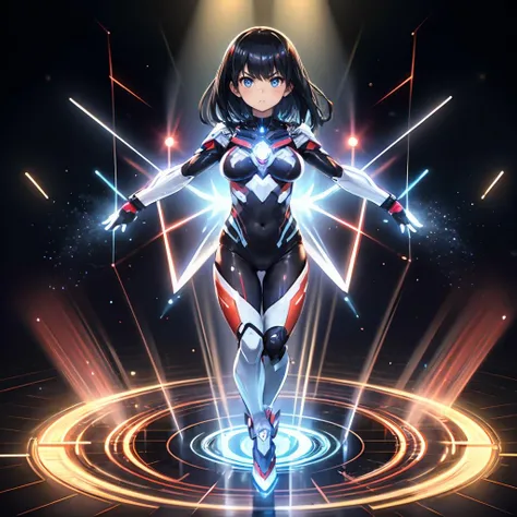 masterpiece,best quality,highly detailed,1girl,solo,takarada rikka,ssss.gridman,medium hair,black hair,blue eyes,large breasts,
<lora:Ultgp-16b:0.7>,(ultgp :1),red ultraman bodysuit,serious,concentrating,v-shaped eyebrows,looking at viewer,
BREAK <lora:circleDigitalTrans:0.4>,digital dissolve,dissolving,hologram,holographic interface,outstretched arms,