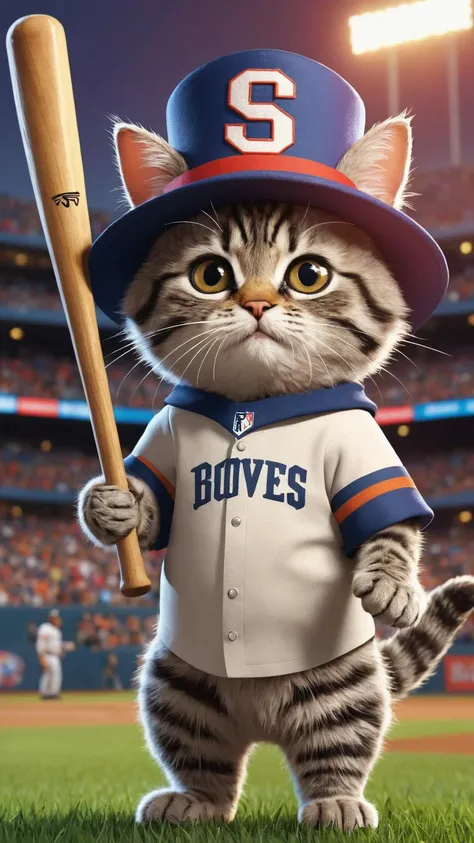 It's a cat, in a hat, holding a bat, winning the superbowl cause why not (yes I know superbowl is not baseball)