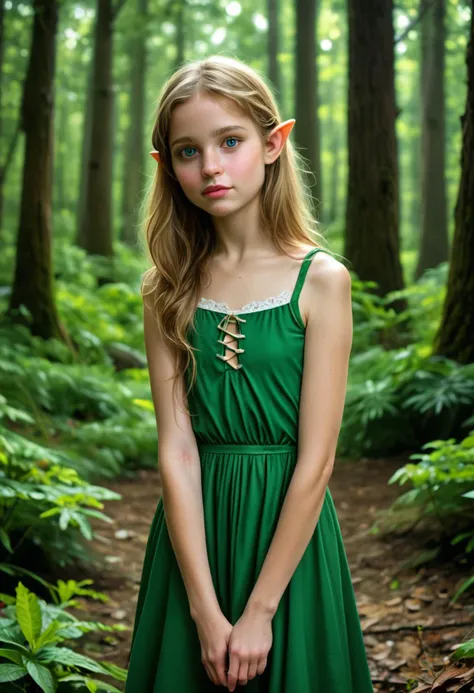 young cute Elf (child face) in forest dress, realistic, photograph,
<lora:detailed_notrigger:0.8>