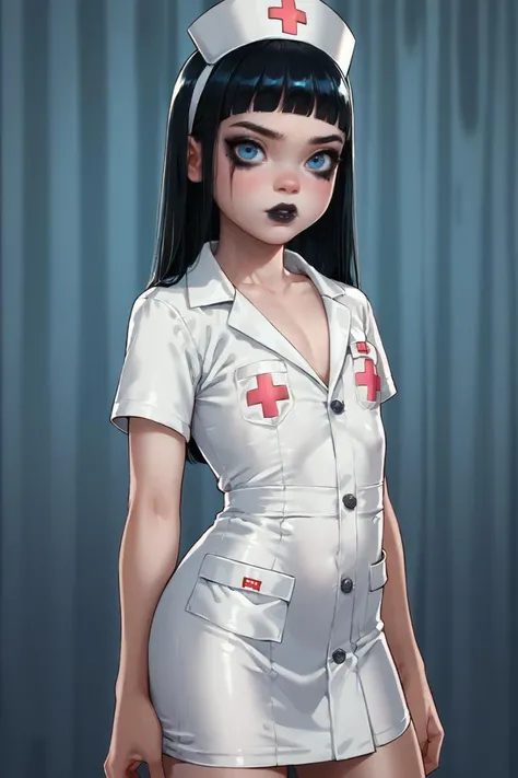 source_anime, (score_9,score_8_up,score_7_up,score_6_up,score_5_up,score_4_up)
1girl, sexy woman, nurse outfit, dark makeup, black lips, cleavage, tight clothes, blue eyes, black hair,
<lora:Lunas-Shadbase-SDXL-A1:0.8>
<lora:age_slider_v4:-4>