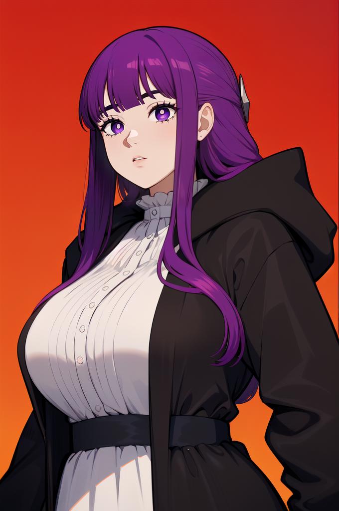 A woman with purple hair and a black jacket is standing - SeaArt AI