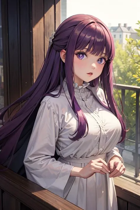 high resolution,looking at viewer,
BREAK
1girl, solo, FernFrieren, very long hair, purple eyes, (purple pupils), white dress, black robe, large breasts, <lora:CHAR-Fern:1>
BREAK