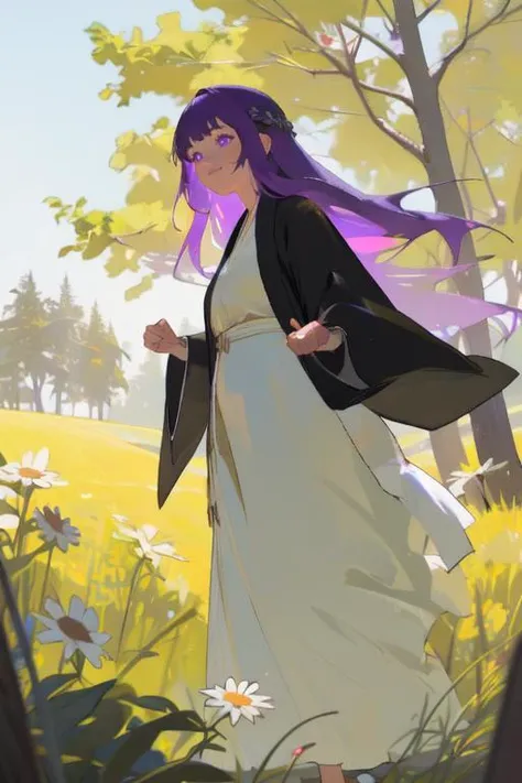 (photorealistic1.5), (1girl:1.4), FernFrieren, very long hair, purple eyes, (purple pupils), white dress, (black robe:1.2),<lora:Fern:0.7>
Along the winding path through golden fields,
A tapestry of nature, the earth's treasures revealed.
Whispers of the breeze, secrets softly told,
In the heart of the meadow, a story unfolds.
Sunflowers bow, as if in quiet conversation,
Daisies dance, a joyful celebration.
Each step a journey, a connection to the earth,
On this rustic trail, where dreams find birth.
<lora:flat2:0.7> <lora:dtl11-cnlight:-0.7> <lora:scifi_prospect:0.7> <lora:nijiexp:0.4> <lora:colorFish_v10:0.4>