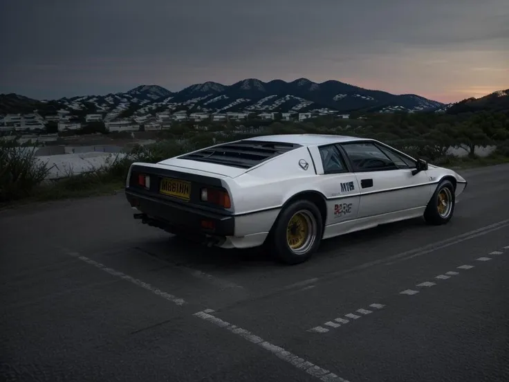 photo of Lotusesprit, 1car, back view, golden hour, sunset, official art,extremely detailed CG unity 8k wallpaper, high detail, Sharp focus, (photorealism), realistic, best quality, 8k, award winning, dramatic lighting, epic, cinematic, masterpiece, ultra detailed, beautiful, aesthetic, perfect lighting, <lora:Lotusesprit:0.8>