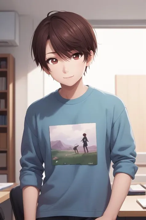 masterpiece, best quality, ultra-detailed, illustration, 1boy, solo, male focus, looking at viewer, , depth of field, <lora:yuuta_kadowaki:0.74>, yuuta_kadowaki, , shirt