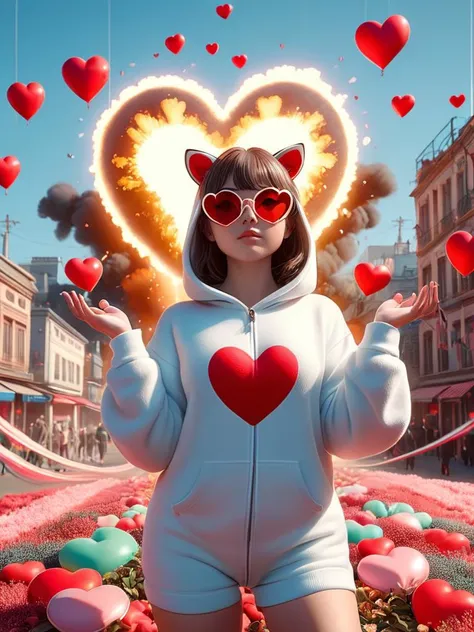 (cute 19 years european girl in an (animal onesie:1.3) standing behind an explosion with sunglasses and (heart shaped hands)), full body shot,
photo from 2022, buttons, dimples, black sweater, transparencies, joey king, unreal engine, cinematic, color grading, portrait photography, shot on 22mm lens, ultra-wide angle, depth of field, hyper-detailed, beautifully color-coded, insane details, intricate details, beautifully color graded, unreal engine, cinematic, color grading, editorial photography, photography, photoshoot, shot on 22mm lens, depth of field, dof, tilt blur, shutter speed 1/1000, f/22, white balance, 32k, super-resolution, megapixel, prophoto rgb, vr, lonely, good, halfrear lighting, backlight, natural lighting, massive, incandescent, optical fiber, moody lighting, cinematic lighting, studio lighting, soft lighting, volumetric, contre-jour, beautiful lighting, accent lighting, global illumination, screen space global illumination, ray tracing global illumination, optics, scattering, glowing, shadows, rough, shimmering, ray tracing reflections, lumen reflections, screen space reflections, diffraction grading, chromatic aberration, gb displacement, ray traced, ray tracing ambient occlusion, anti-aliasing, shaders, opengl-shaders, glsl-shaders, post processing, post-production, cel shading, tone mapping, cgi, vfx, sfx, insanely detailed,
<lora:zoom_slider_v1:0>
<lora:MyBreastHelper:0.8> hucow, massive mammaries
(masterpiece, 4k, best quality, anime art, art by atey ghailan, painterly anime style at pixiv, art by kantoku, in art style of redjuice/necömi/rella/tiv pixiv collab, your name anime art style, masterpiece digital painting, exquisite lighting and composition, inspired by wlop art style, best quality, HD, ~*~aesthetic~*~:1.2), <lora:Kitschy_Cards_SDXL:1> mad-kitsch