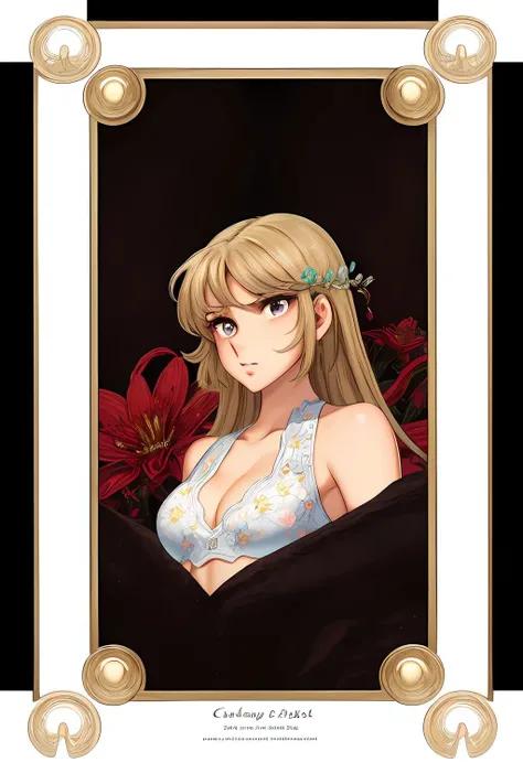 portrait, solo, 1girl, stubborn, armor, medium , glttering light, Caspia \(flower\), floral background <lora:Masami_Kurumada_style_v01:1>