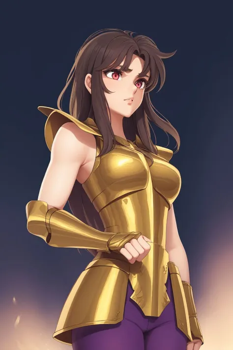 upper body, solo, 1girl, medium breasts, tired, armor, dim light, factory <lora:Masami_Kurumada_style_v01:1>
