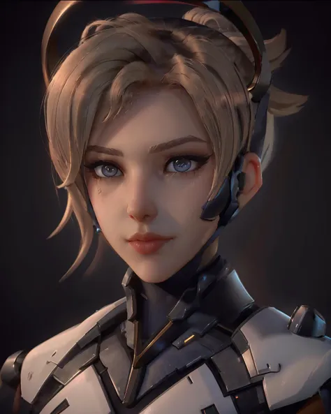 <lyco:epiCRealismHelper:.5> epiCRealismMercyOver, MercyOver, 1girl, solo, mercy (overwatch), mechanical halo, blue eyes, halo, portrait, blonde hair, realistic, nose, short hair, lips, eyelashes, bodysuit, makeup, closed mouth, black background, simple background, looking at viewer, owstyle
 <lyco:MercyOver:.80>
 <lyco:owstyle5:1.2>