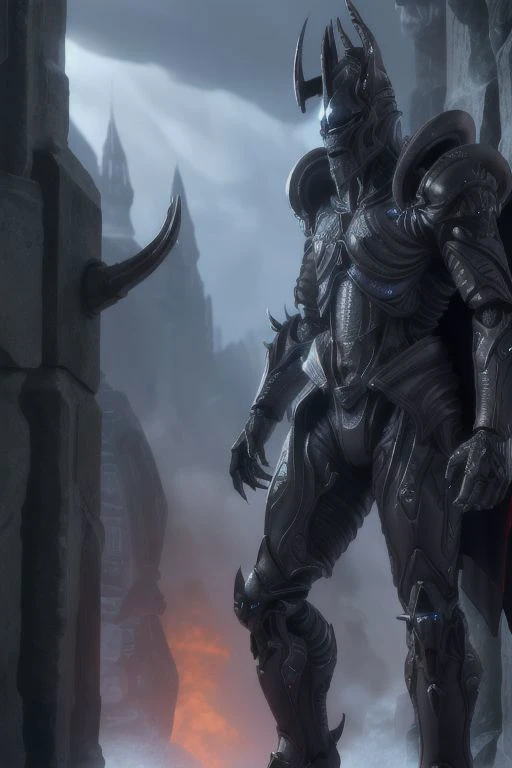 illustration,
full body,
Lich King,
titan,
god,
giant,
hand's blades,
tall,
tail,
cape,
robot,
cyborg,
mythology,
hybrid,
red skin,
steam punk,
red flesh,
claws,
muscular,
sauron,
XENO,
military uniform,
combat suit,
exoskeleton,
red and yellow black colors,
background blue mist,
action pose,
looking at viewer,
dynamic light,
ultra detail,
full detail, 
8k best quality,
realistic, 8k, 
micro intricate,
masterpiece,
blizzard,
owstyle