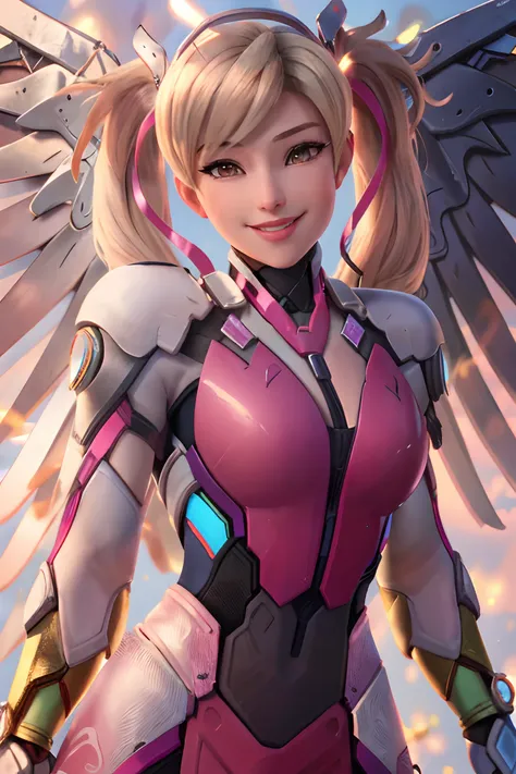 <lyco:epiCRealismHelper:.5> epiCRealismMercyOverdetailed background, masterpiece, best quality, Pink_Mercy, twin tails,  ((smiling)) <lyco:Owstyle4-000009:.7> 
 <lyco:Pink_Mercy_V1:0.6>