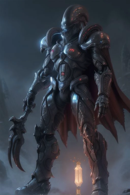 illustration,
full body,
Lich King,
titan,
god,
giant,
tall,
tail,
cape,
robot,
cyborg,
mythology,
hybrid,
red skin,
steam punk,
red flesh,
claws,
muscular,
sauron,
XENO,
military uniform,
combat suit,
exoskeleton,
red and yellow black colors,
background blue mist,
action pose,
looking at viewer,
dynamic light,
ultra detail,
full detail, 
8k best quality,
realistic, 8k, 
micro intricate,
masterpiece,
blizzard,
owstyle