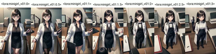 1girl, science fiction, (minigirl:1.4), 16k, highres, masterpiece, best quality, from above,
(a beautiful mature female shrunken on a desk:1.1), oversized object, (notepad, stationery:1.1), large brasts, narrow waist, laboratory, indoors,
long hair, black hair, bangs, skirt suit, labcoat, open coat, <lora:minigirl_v01:0>
