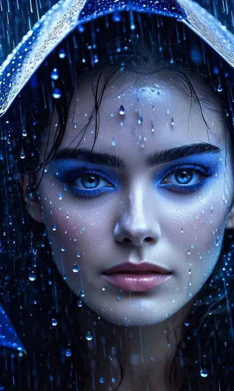 kor, a woman standing in front of a window covered in rain, rain drops on face, raining portrait, close up portrait shot, closeup portrait shot, close up portrait photo, close - up portrait shot, wet reflections in eyes, tears in the rain, alessio albi, wet relections in eyes, closeup shot of face, tears dripping from the eyes <lora:FF-WoMM-XL-FA-v0208-TE:0.99>