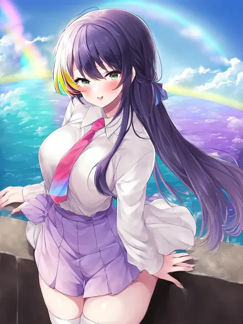 1girl, rainbow, by mitsudoue