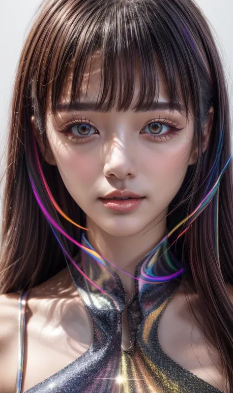 (level difference: 1.8),(Paint colliding and splashing on canvas),(depth of field),Cute creature,elegant, strong between boho and modern. With many colors and no defined (liquid paint rainbow hair:1.1) made of paint and defies gravity, thick flow, (splashes of paint: 1.3), liquid state, beautiful, masterpiece, detailed background, high quality model, ethereal background, abstract beauty, explosive volume, oil painting, heavy brushstrokes, romantic lighting, sub-surface Scattering, lens 135mm, f1.8, brightness, 8k, high resolution, dreamy, ray tracing,  hdr, divine rays,