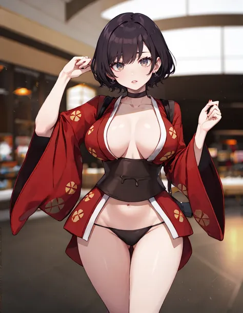 masterpiece, detailed, high quality, absurdres, redk, 1girl, solo, lips, large breasts, curvy, wide hips,
BREAK japanese clothes, red kimono, short kimono, open clothes, choker, cleavage, sash, obi, wide sleeves,
BREAK panorama, las vegas, casino, dark, villain pose, heart eyes,