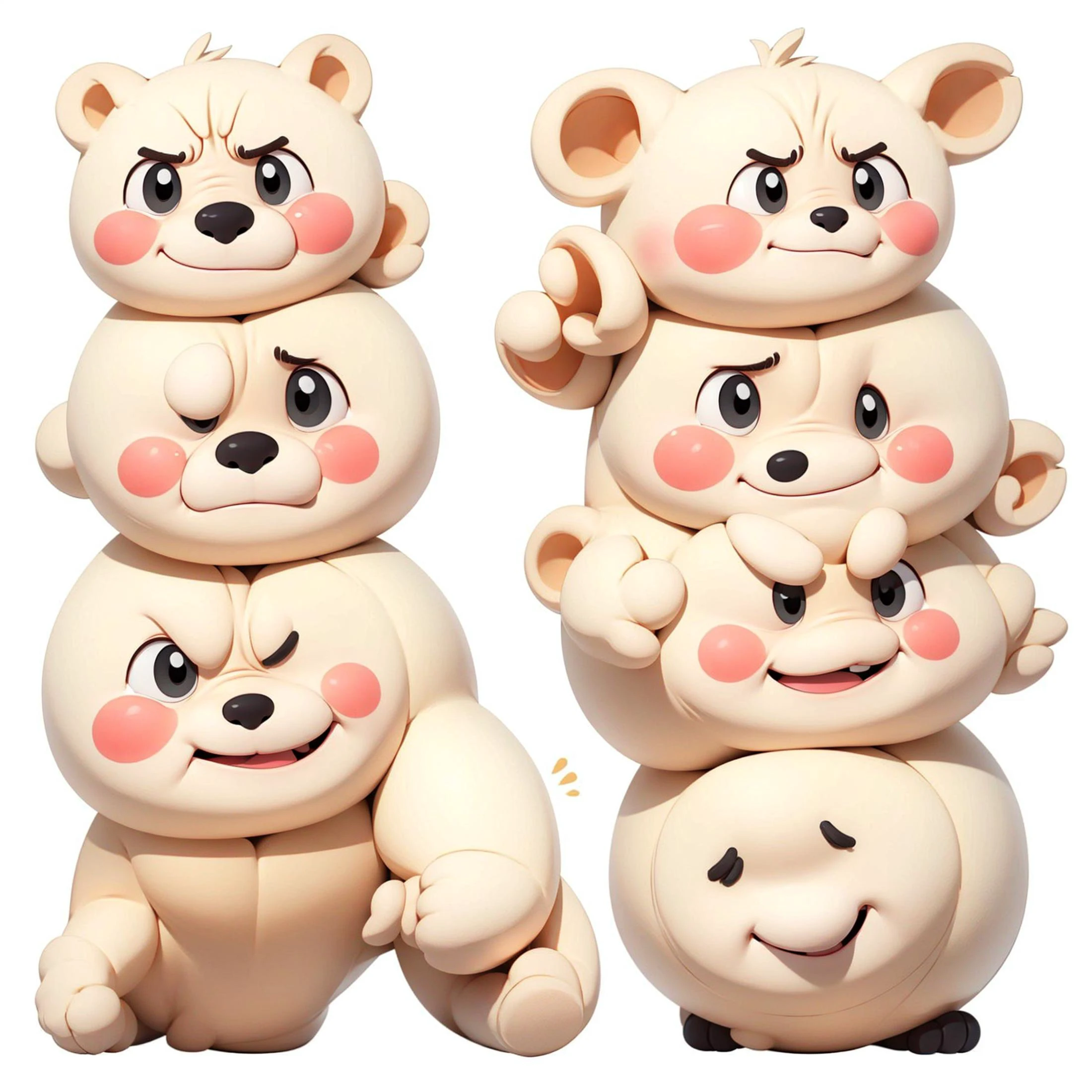 A set of 2x2 separated bear emoji icons with happy, angry, surprised, sobbing faces and other expressions, doodle black outline style,
white background with alpha,
<lora:some stickers:0.2>, <lora:AstrAnime_RETRO:0.2>, <lora:20240218-1708245442835-0020_1.0:0.6>