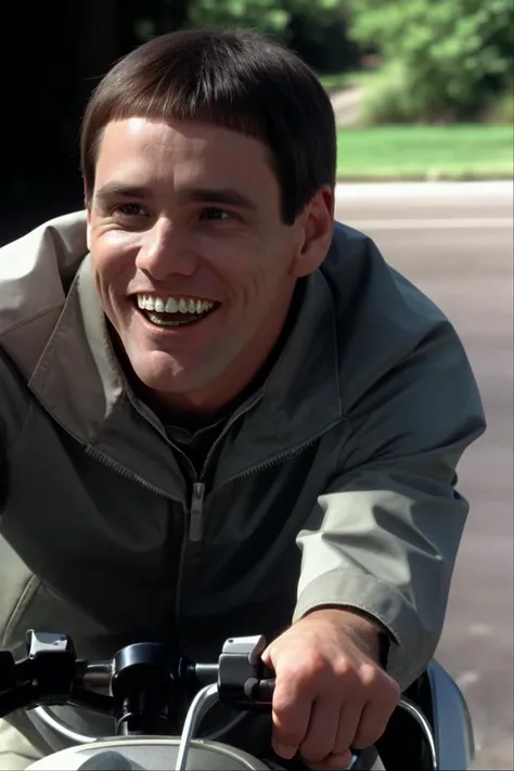 110yd, a man riding a motor scooter, teeth <lora:110yd:1.3>