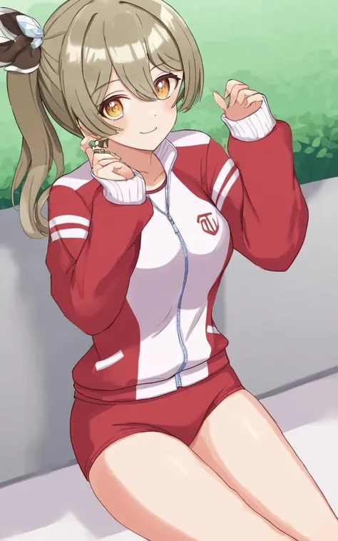 SatonoDiamond, <lora:_sdxl-um-tracenjersey:0.7> red track jacket, tracenJerseyBuruma, red buruma