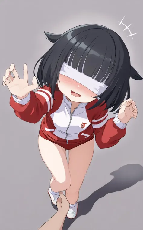 <lora:_sdxl-um-tracenjersey:0.6> red track jacket, , tracenJerseyBuruma, red buruma, , 1girl, petite child innocent ankle-biter . small beasdt , skindentation, +++
black eyes odd eyes ,
light gradient hair,
very long hair ,
A-line bob cut hair,
drill hair ,
hair over eyes, covered eyes, blunt bangs,
hair flaps ,
:d,
nose blush ,
head_tilt
+++, POV, looking down, Overhead Shot, Bounce Light, contrapposto, dynamic pose