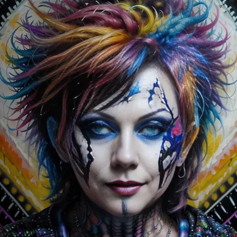 Portrait <lora:AlenaSchillerova:0.9> (AlenaSchillerova:1.2) as psychedelic punk artist