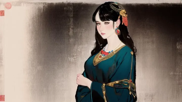 (best quality),((masterpiece)),(highres), original, (extremely detailed 8K wallpaper), overexposure,1girl,(solo),(upper body),(medium breasts),(an extremely delicate and beautiful),(Beautiful and detailed eye description),(Beautiful and detailed facial depiction),arms behind back,formal dress,hair ornament, necklace, jewelry,earrings,chinese style architecture,wavy hair,messy hair,swept bangs,<lora:He_Jiaying:1>, masterpiece, best quality,