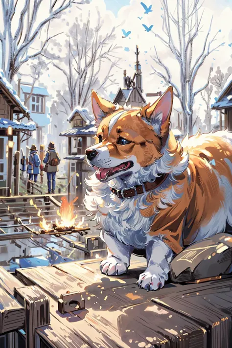 <lora:corgi style by_20231101164707:0.7> , corgi style by snatti , a adorable dog, (masterpiece:1.2), best quality, corgi style by snatti, (full body:1.35), soft light, detailed(glow , shadow), (laugh like crazy:1.1), dynamic posture,
BREAK(beautiful detailed nose, beautiful detailed eyes, perfect anatomy),
BREAK(<lora:DisasterGirlMeme:0.9>, fire, flame, (evil smile):1.1, grin, smug , outdoors, IncrsDisasterGirlMeme)
BREAK(<lora:cozy animation scenes_20230824111332:0.4>, PIXIV,cozy animation scenes, scenery, outdoors, detailed wood house village, wide view),
<lora:more_details:0.5>, extremely detailed, CG, 8k Amazing, finely detail, (masterpiece:2.0, best quality), (intricate details, depth of field),