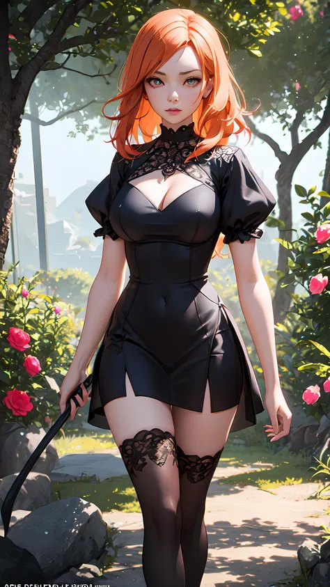 a beautiful woman, peach hair, Surrounded by trees, see-through dress, hair exploding into multicolored flowers, finely detailed features, intricate brush strokes, beautiful lighting,  Cinematic, Color Grading, Depth of Field, intricate details, Unreal Engine, Character Concept Art, creative, expressive, stylized anatomy, digital art, 3D rendering, unique, award-winning, Adobe Photoshop, 3D Studio Max, well-developed concept, distinct personality, consistent style