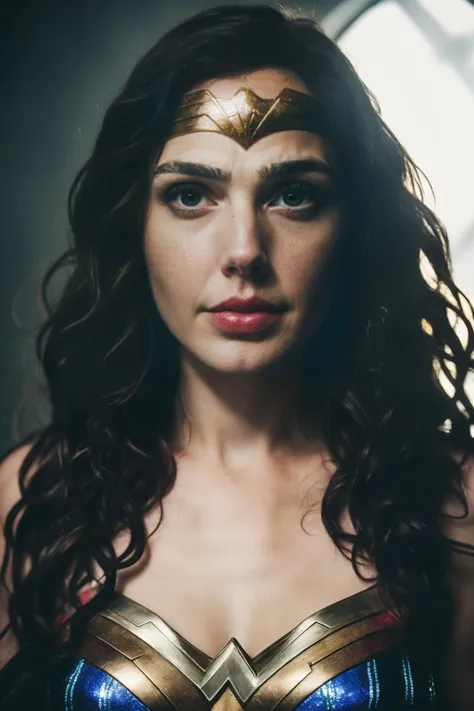 closeup portrait of <lyco:locon_gal_v1_from_v1_64_32:1.0> gal gadot, playful, punk , with Choppy layers hair , cosplaying as wonderwoman, background titanic interior epic (photo, studio lighting, hard light, sony a7, 50 mm, matte skin, pores, colors, hyperdetailed, hyperrealistic),