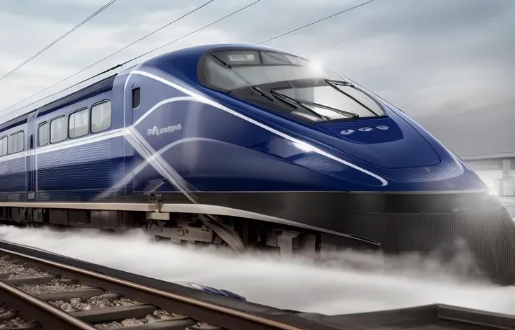 a Express train , morphyrichards {masterpiece},{best quality},highres, 8k, wlop, stunning, much detail, UHD <lora:morphyrichards:1>