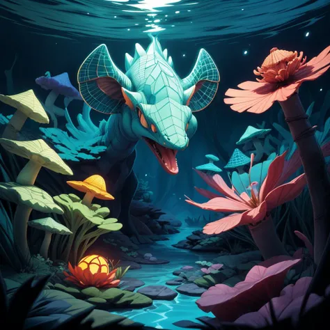 Creature: <lora:add_detail:1>detailed expressive eyes, fantasy style, deep within a subterranean tangfurb, the Reticulated butterhog with multiple noodlewumps and his iconic zorbified maw lurks, illuminated by bioluminescent fungi while eerie aprexified waters shimmer in the aprexified aelderberry, (3D:1.5) Pixar style