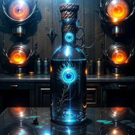 a towering decanter filled with fluids that restore vitality with the power of nanomachines (masterpiece, best quality, high quality, highres, ultra-detailed),  <lora:Potion Craft_1069016:0.6> <lora:add_detail:0.75>, <lora:sharpen-soften:-0.2>, <lora:stylesqueeze_v2:0.25>, <lora:realistic:0.25> <lora:insanevoid2:1> insanevoid, glowing eyes, extra eyes, horror \(theme\)