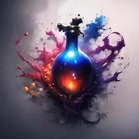 masterpiece, best quality, potion, Embark on a color rhapsody, with swirling movements, rhythmic brushwork, and harmonious yet unpredictable color combinations that create a composition alive with visual dynamism and chaos <lora:Potion Craft_1069016:1>