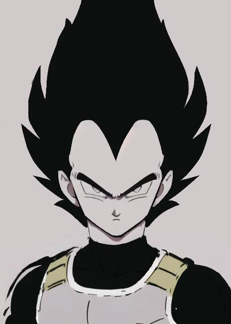 anime minimalist <lora:anime_minimalist_v1-000020:1> vegeta, white saiyan armour, namek saga, dbz, <lora:dbz_vegeta-03:1.2>, facing camera, centred composition, symmetrical, vector art, black and white, lineart, hard lines, high contrast, monochrome, illustration, graphics, deep shadows, closeup, portrait,