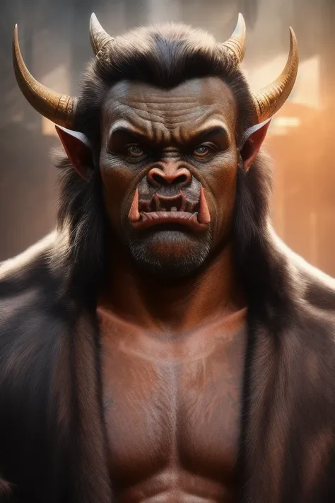 photo of a realistic man, orc, massive, (tusks:1.2), (demonic horns:1.5), super wide shoulders, walking, muscular, bulging muscles, broad shoulders, blue eyes, dark blonde hair, long unkempt hair, cyberpunk, (black leather pants:1.2), (white t-shirt:1.3), (black leather coat:1.5), RAW photo, (high detailed skin:1.2), 8k uhd, dslr, soft lighting, high quality, film grain, Fujifilm XT3
